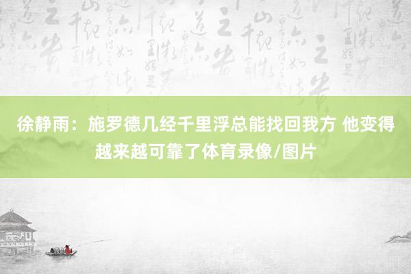 徐静雨：施罗德几经千里浮总能找回我方 他变得越来越可靠了体育录像/图片