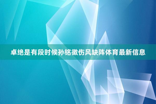 卓绝是有段时候孙铭徽伤风缺阵体育最新信息